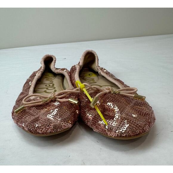 Sam Edelman Felicia Ballet Flats Rose Gold Sequins Kids Slip-On Girls Size 3 - Picture 6 of 8